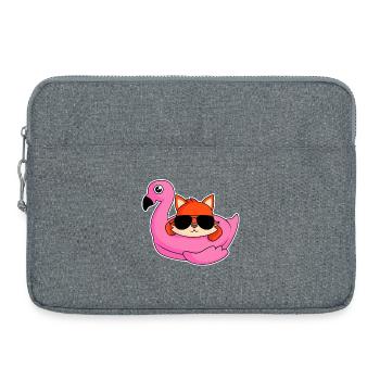 Fuchs im Flamingo - Design - Laptoptasche 15" - Grau meliert - Vorne