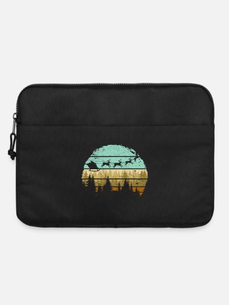 Hirsch Wald Streifen Silhouette - Laptoptasche 15" - Schwarz