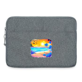 Summer Sunset Beach Watercolor - Laptop bag 15" - heather grey - Front