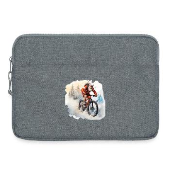 Santa mit Mountainbike fertig - Laptoptasche 15" - Grau meliert - Vorne