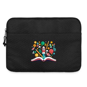 Open Book with School Objects, Learning and Educat - Laptop bag 15" - black - Front