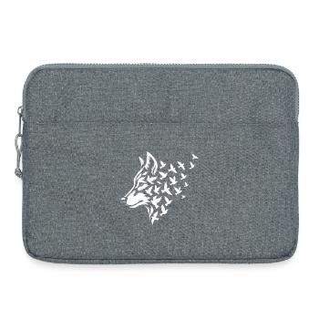 Loup stylisé avec des oiseaux volants - Sacoche pour ordinateur portable 15 pouces - gris chiné - Devant