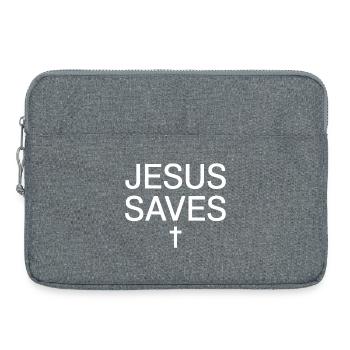 T-shirt minimaliste Jesus Saves Cross - Sacoche pour ordinateur portable 15 pouces - gris chiné - Devant