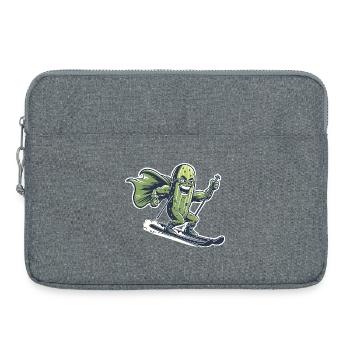 Superhero Cucumber On Skis Funny Ski Humor - Laptop bag 15" - heather grey - Front