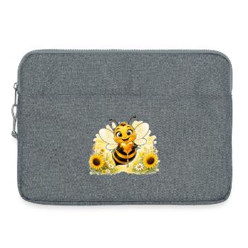Biene Honig Imker Honigwabe Blumen Wiese Insekt - Laptoptasche 15" - Grau meliert - Vorne