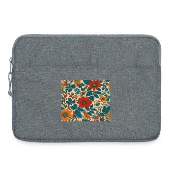Floral pattern in the colours of the 80s - Laptop bag 15" - heather grey - Front