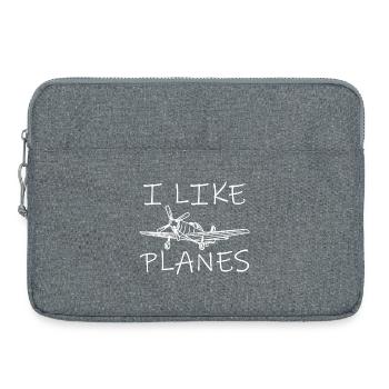 Ich mag Flugzeuge - Laptoptasche 15" - Grau meliert - Vorne