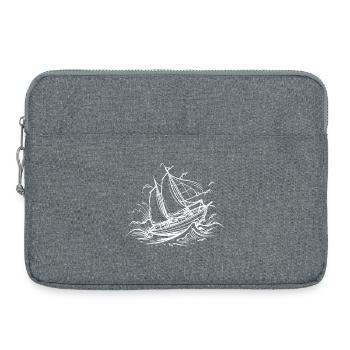 Segelschiff Zeichnung - Laptoptasche 15" - Grau meliert - Vorne