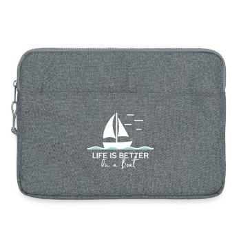 La vie est meilleure sur un bateau à voile dans un port de yacht - Sacoche pour ordinateur portable 15 pouces - gris chiné - Devant