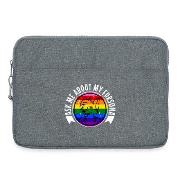 Ask me about my Fursona - Laptop bag 15" - heather grey - Front