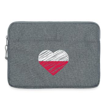 olen Herz Flagge – Poland Love Rot Weiß Herz Gift - Laptoptasche 15" - Grau meliert - Vorne