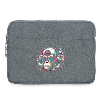 Singe cool avec des lunettes de soleil et des beats - Sacoche pour ordinateur portable 15 pouces - gris chiné - Devant