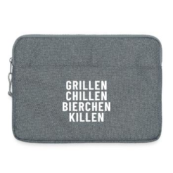 Grillen Chillen Bierchen Killen - Laptoptasche 15" - Grau meliert - Vorne