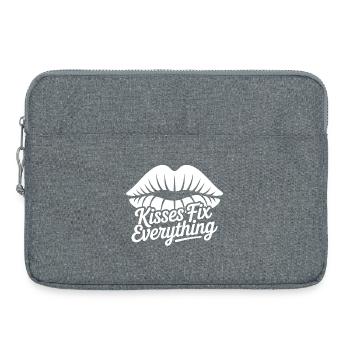 Kisses Fix Everything Lippenmotiv - Laptoptasche 15" - Grau meliert - Vorne