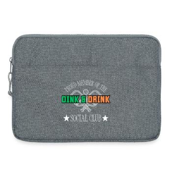 Funny Pickleball Gift: Dink and Drink Social Club - Laptop bag 15" - heather grey - Front
