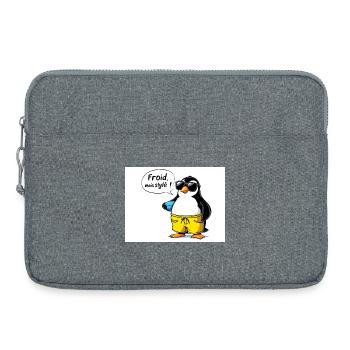 Stylish penguin sleeve with glasses - Laptop bag 15" - heather grey - Front