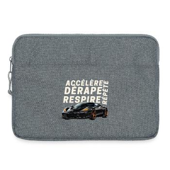 Voiture sport et lettres dynamiques - Sacoche pour ordinateur portable 15 pouces - gris chiné - Devant