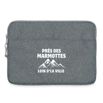 montagne, ski, ski de fond - Sacoche pour ordinateur portable 15 pouces - gris chiné - Devant