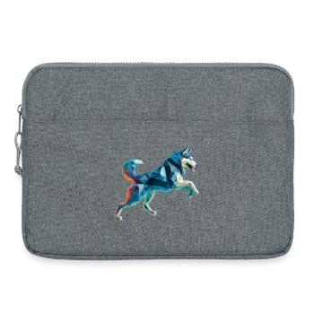chien de traineau husky origami géométrique 3d - Sacoche pour ordinateur portable 15 pouces - gris chiné - Devant