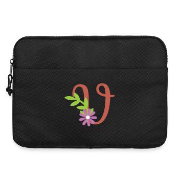 Elegant letter 'V' with flowers - Laptop bag 15" - black - Front
