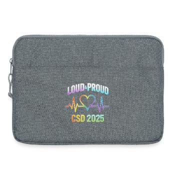 Conception des battements de cœur de la fierté LGBTQ 2025 - Sacoche pour ordinateur portable 15 pouces - gris chiné - Devant
