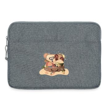 Vintage Koffer für den Strandurlaub – Sommerlich - Laptoptasche 15" - Grau meliert - Vorne