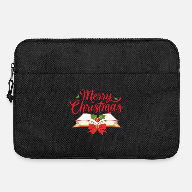 Merry Bookmas – Fine Line Book Design - Laptop bag 15" - black