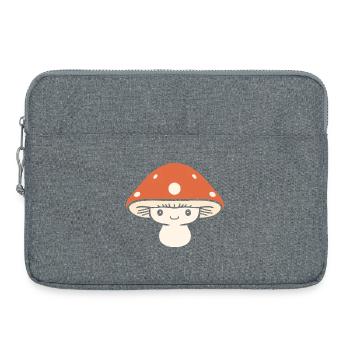 Kawaii orangefarbener Polka-Dot-Pilz - Laptoptasche 15" - Grau meliert - Vorne