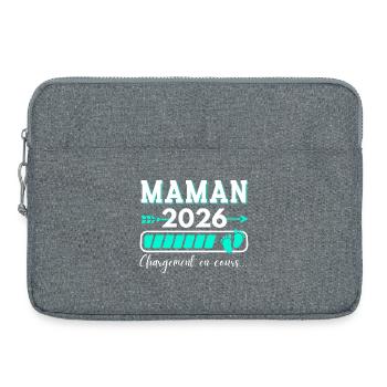 Maman 2026 Cadeau Amusant Mère Annoncer Grossesse - Sacoche pour ordinateur portable 15 pouces - gris chiné - Devant