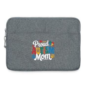 Fière maman autiste - Sacoche pour ordinateur portable 15 pouces - gris chiné - Devant