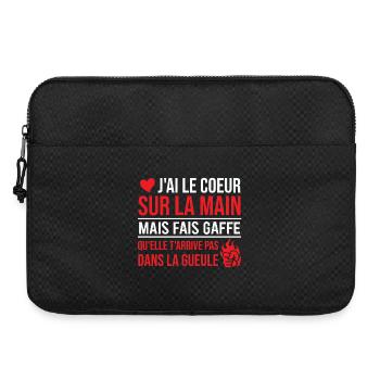 I wear my heart on my sleeve, but be careful. - Laptop bag 15" - black - Front