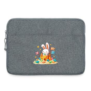 Häschen am Strand Sandkasten - Laptoptasche 15" - Grau meliert - Vorne