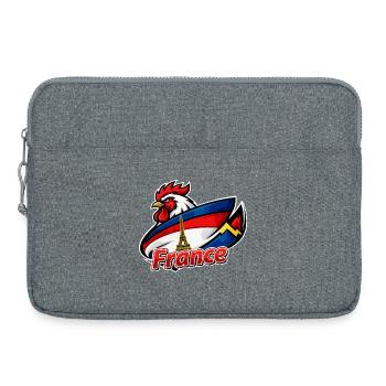 Coq français avec drapeau de la tour Eiffel - Sacoche pour ordinateur portable 15 pouces - gris chiné - Devant