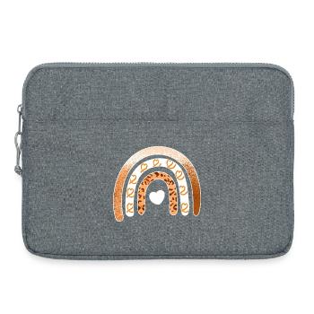 Leopard Rainbow Heart Arc - Laptop bag 15" - heather grey - Front