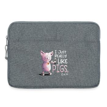 I Just Really Like Pigs Pig - Laptop bag 15" - heather grey - Front