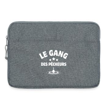 pêche, pêcheur, canne à pêche - Sacoche pour ordinateur portable 15 pouces - gris chiné - Devant