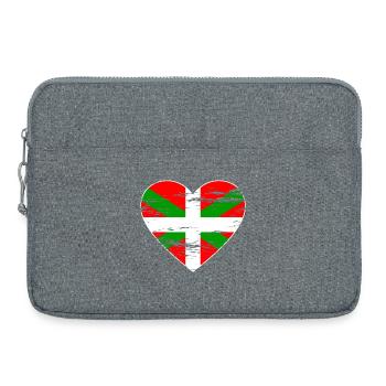 Drapeau basque coeur utilisé - Sacoche pour ordinateur portable 15 pouces - gris chiné - Devant