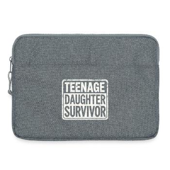Teenage Daughter Survivor – Funny Parent Design - Laptop bag 15" - heather grey - Front