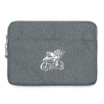 Superbike de course avec drapeau - Motard et course - Sacoche pour ordinateur portable 15 pouces - gris chiné - Devant