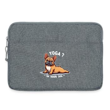 Dog Bulldog Yoga Down Dog - Laptop bag 15" - heather grey - Front