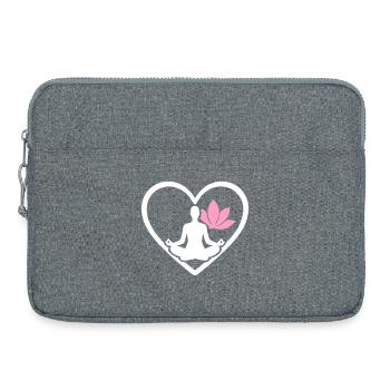 Yoga Coeur Femme Silhouette Lotus Bien-être - Sacoche pour ordinateur portable 15 pouces - gris chiné - Devant