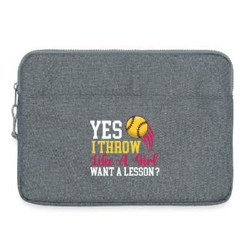 Yes I Throw Like A Girl Want A Lesson  - Laptop bag 15" - heather grey - Front