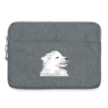 Weißer Welpe - Laptoptasche 15" - Grau meliert - Vorne
