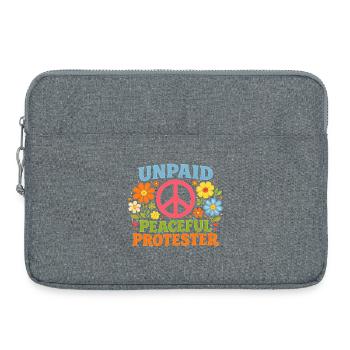 Unpaid Peaceful Protest Retro Flowers - Laptop bag 15" - heather grey - Front