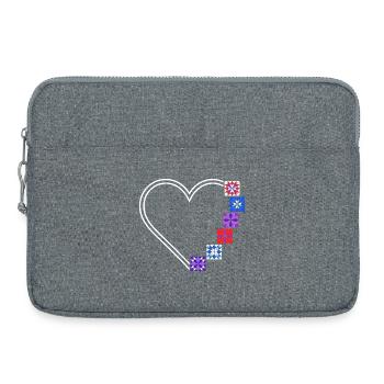 Quilting Passion | Cœurs et Blocs de Patchwork - Sacoche pour ordinateur portable 15 pouces - gris chiné - Devant
