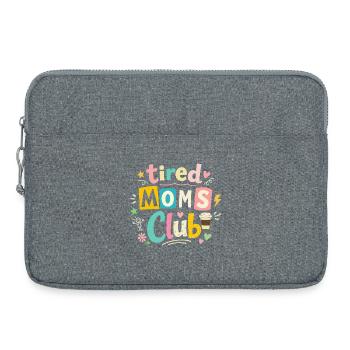 Club des mamans fatiguées - Humour des mamans cafétériques - Sacoche pour ordinateur portable 15 pouces - gris chiné - Devant