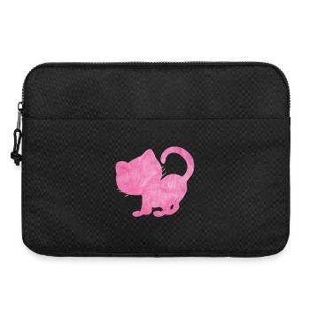 Katze Silhouette flauschig rosa pink Katzenliebe - Laptoptasche 15" - Schwarz - Vorne