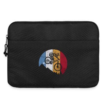 Duale MTB-Silhouette quer über die Streifen - Laptoptasche 15" - Schwarz - Vorne