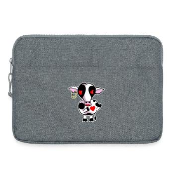 Vache avec cœur - Sacoche pour ordinateur portable 15 pouces - gris chiné - Devant