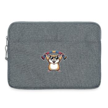 Hamster mit Sonnenbrille Schal - Laptoptasche 15" - Grau meliert - Vorne